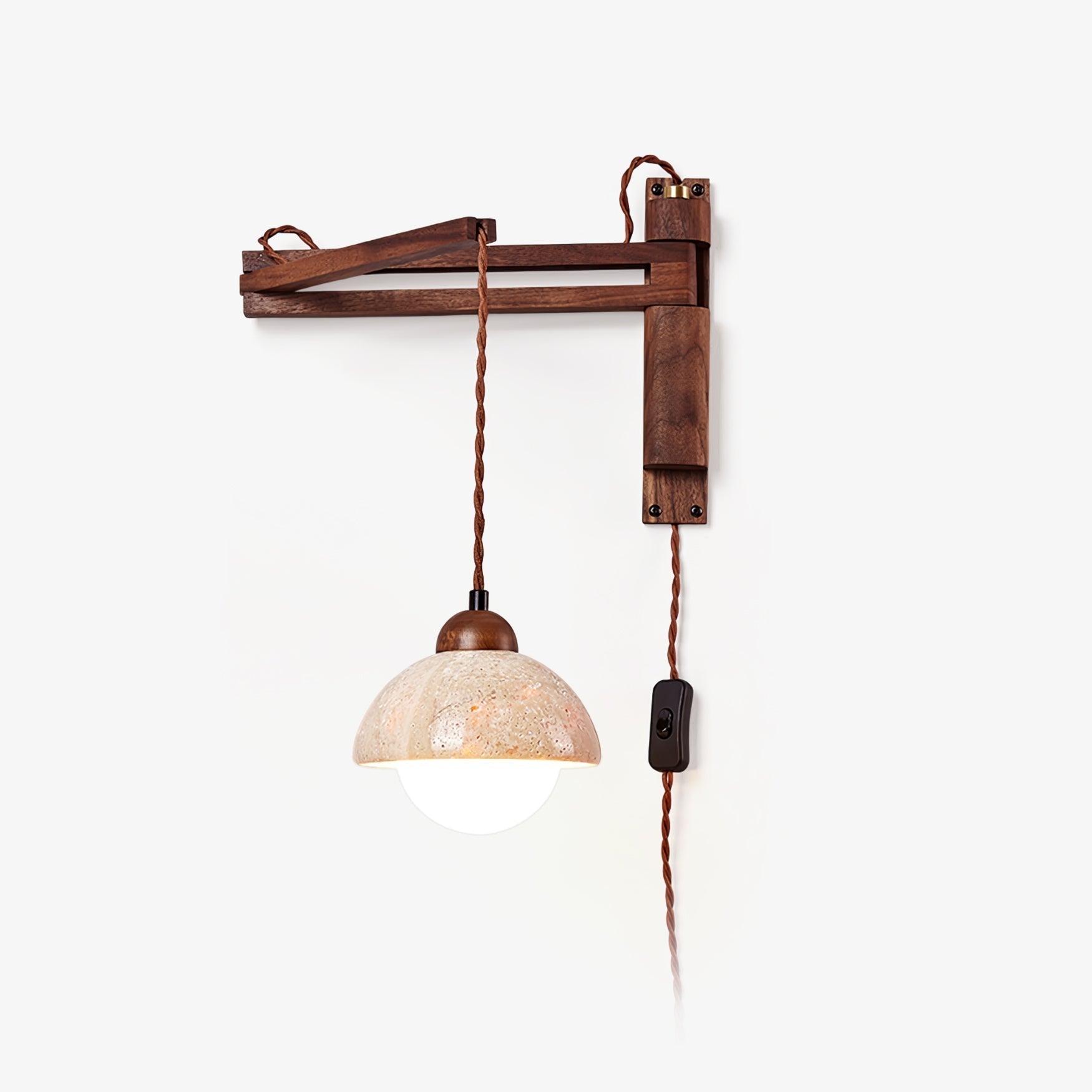 Fossil Travertine Swing Arm Wall Lamp Plug-in - Neutralighting