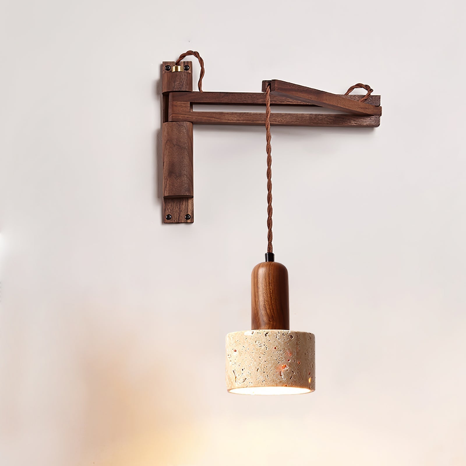 Fossil Travertine Swing Arm Wall Lamp Plug-in - Neutralighting