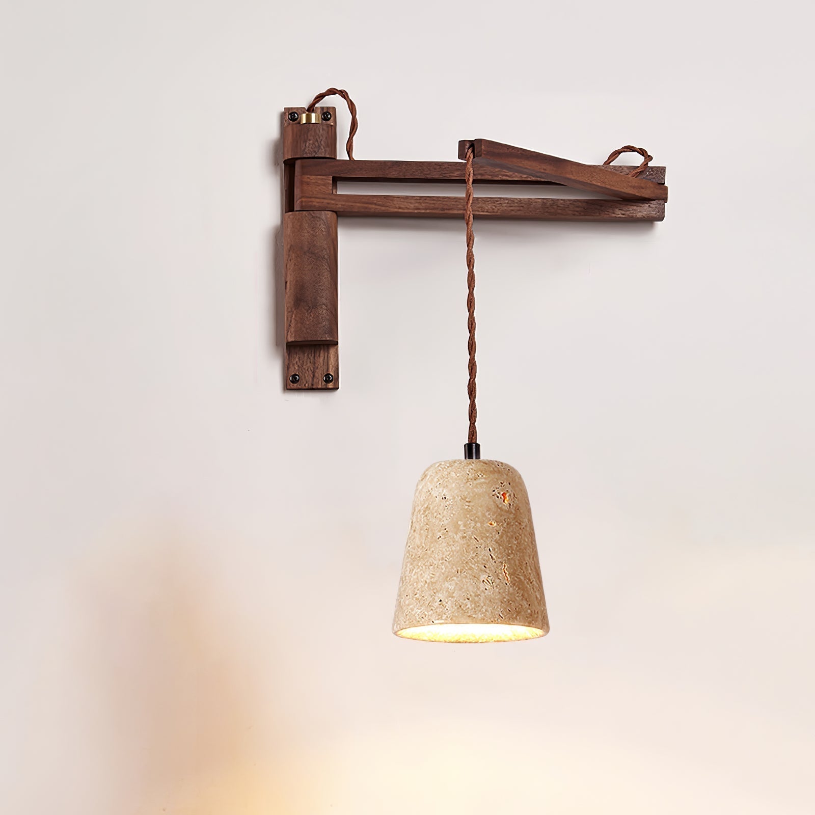 Fossil Travertine Swing Arm Wall Lamp Plug-in - Neutralighting