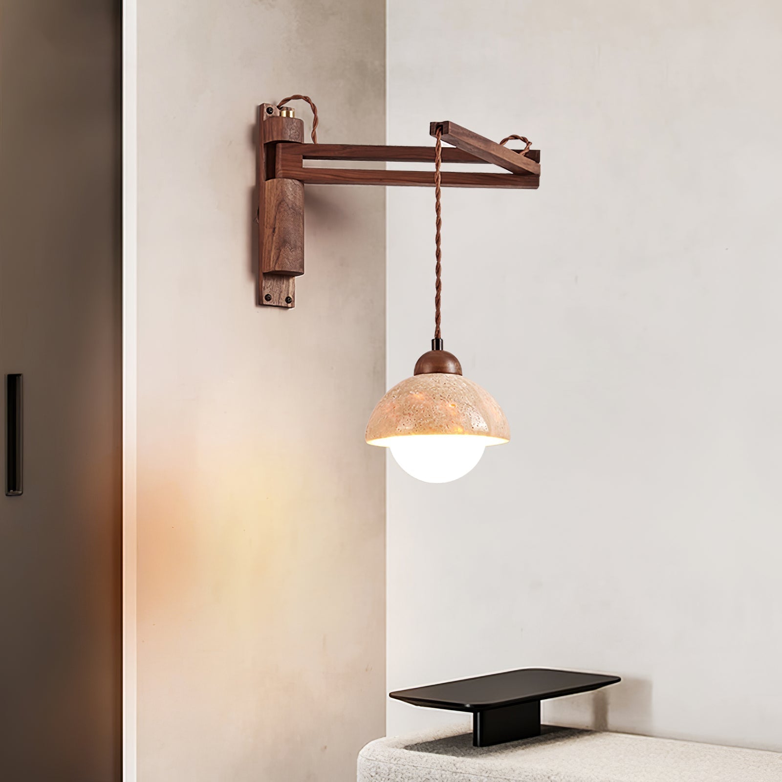 Fossil Travertine Swing Arm Wall Lamp Plug-in - Neutralighting