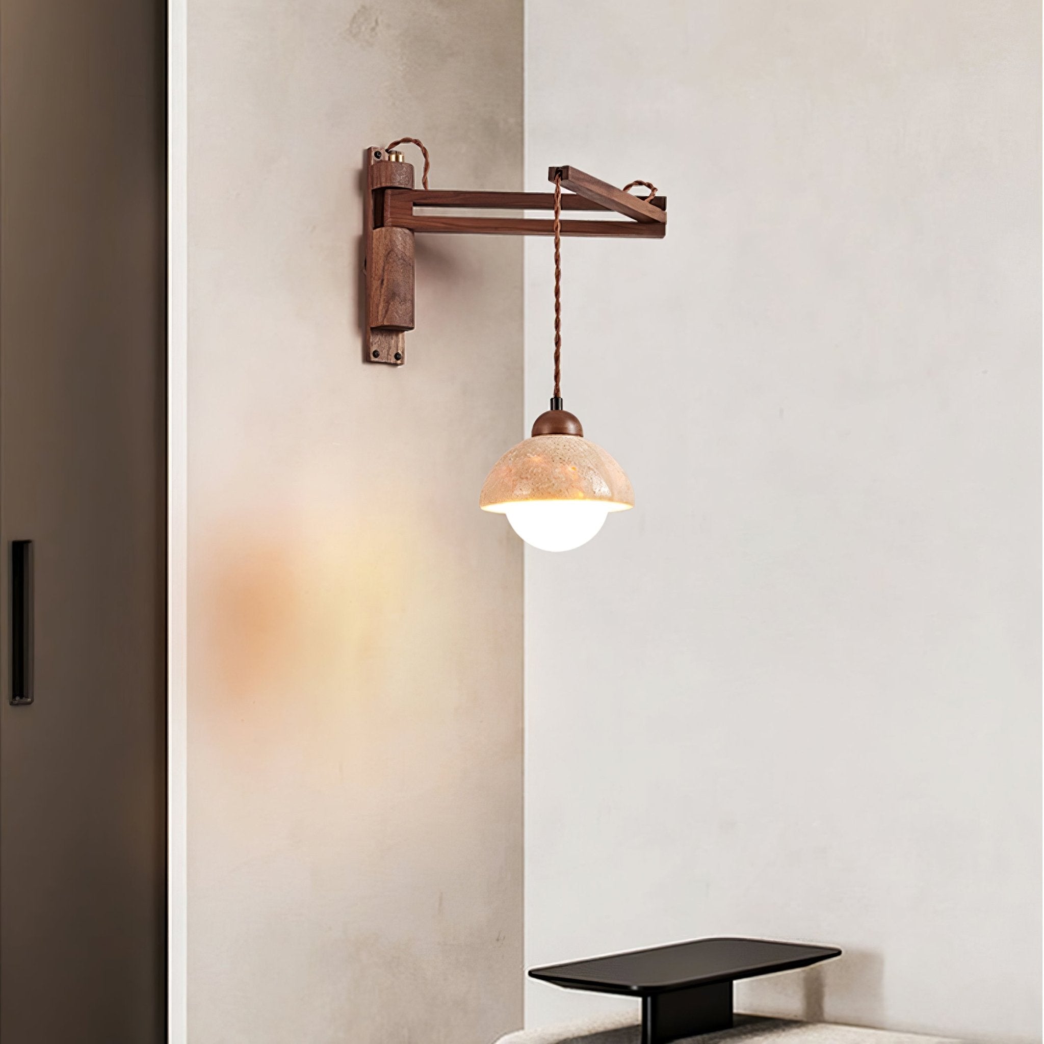 Fossil Travertine Swing Arm Wall Lamp Plug-in - Neutralighting
