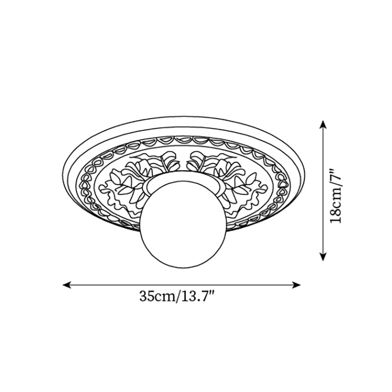 Ivorelle Vintage Carved Ceiling Light with Globe Shade - Letslighting