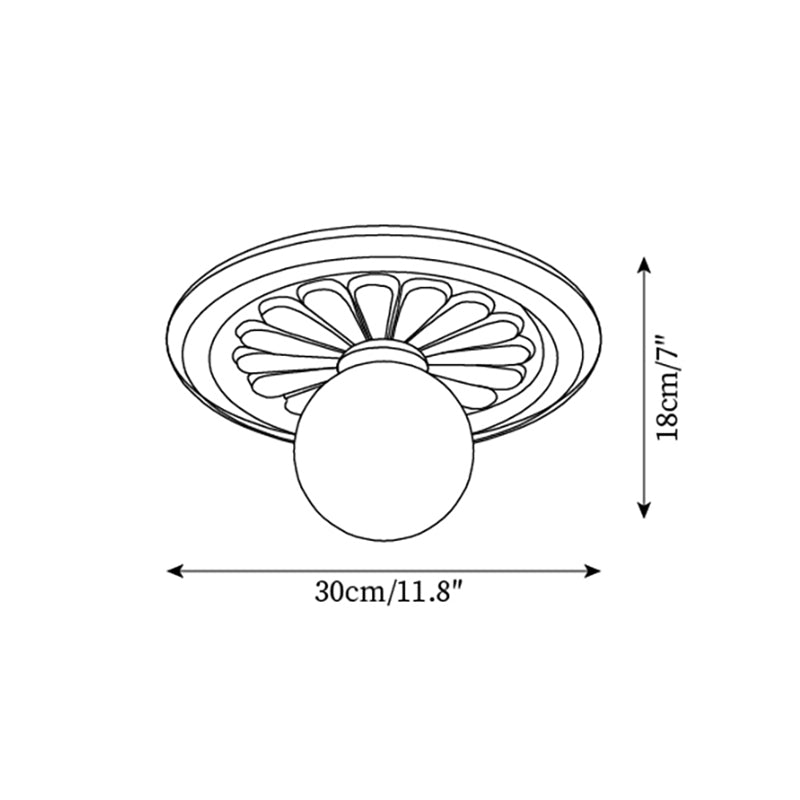Ivorelle Vintage Carved Ceiling Light with Globe Shade - Letslighting
