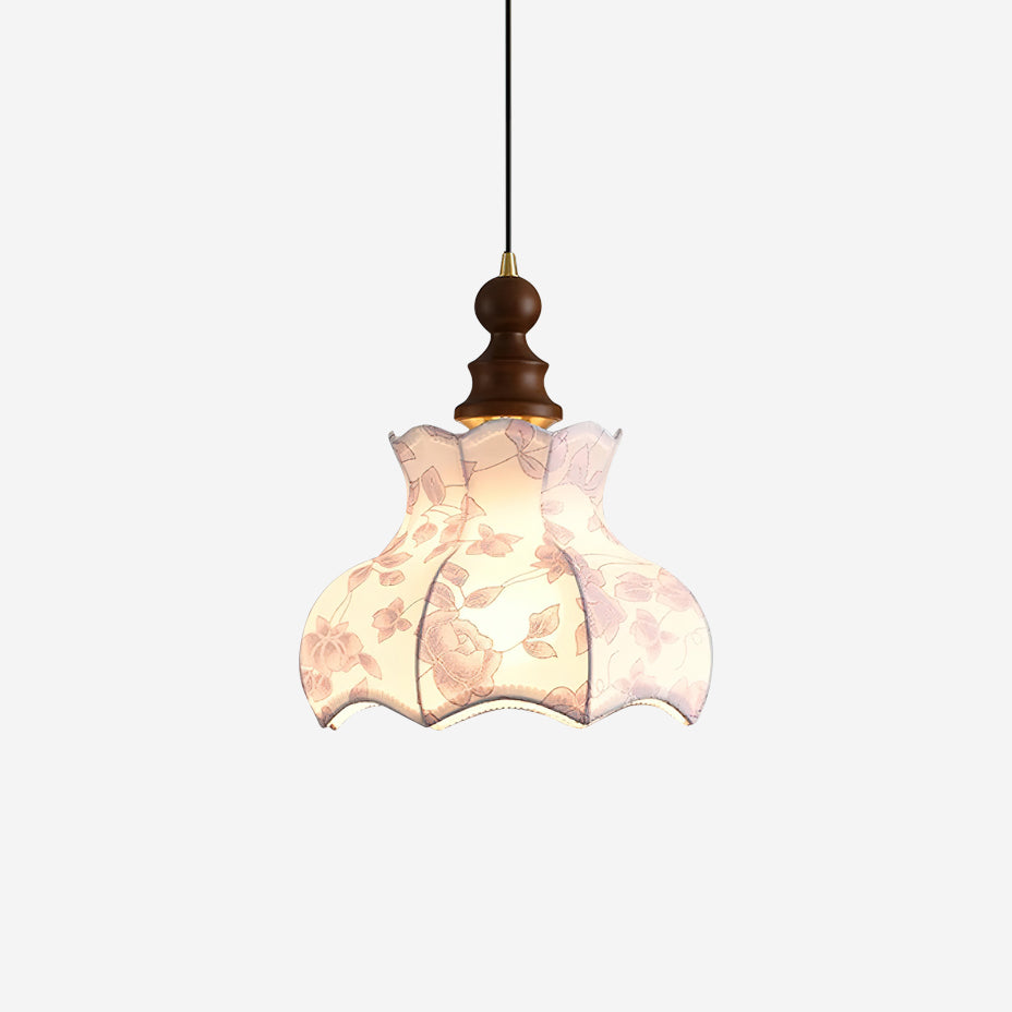 Lumain Suspension lumineuse et tissu en bois vintage à motif floral élégant - Neutralighting