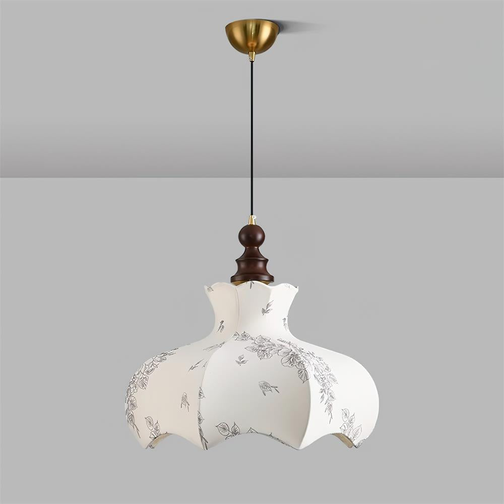Lumain Suspension lumineuse et tissu en bois vintage à motif floral élégant - Neutralighting