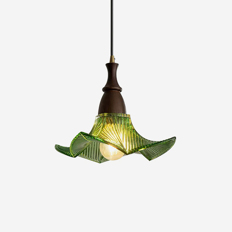 Lila Suspension Lampe en Verre Pliée Verte Vintage - Neutralighting