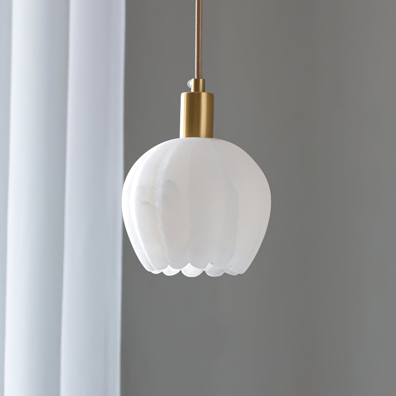 Olraeos Modern Minimalist Brass Alabaster Pendant Light - Lamp Copper