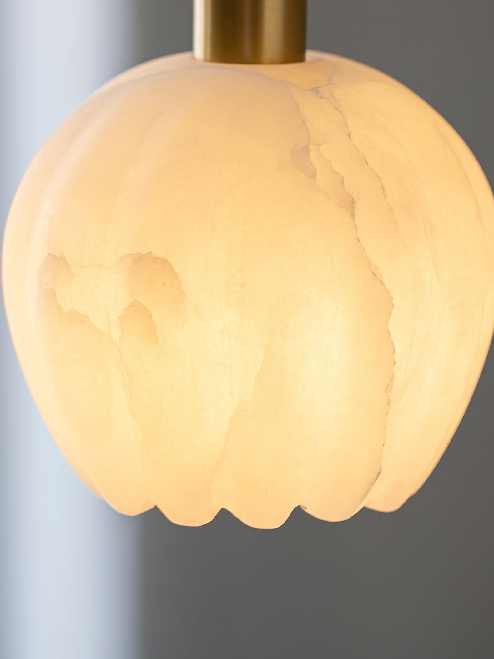 Olraeos Modern Minimalist Brass Alabaster Pendant Light - Lamp Copper