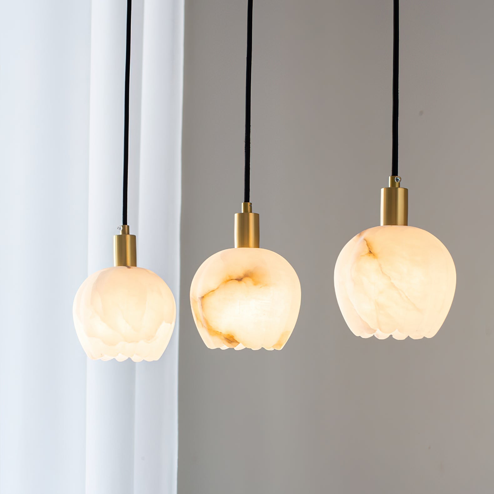 Olraeos Modern Minimalist Brass Alabaster Pendant Light - Lamp Copper