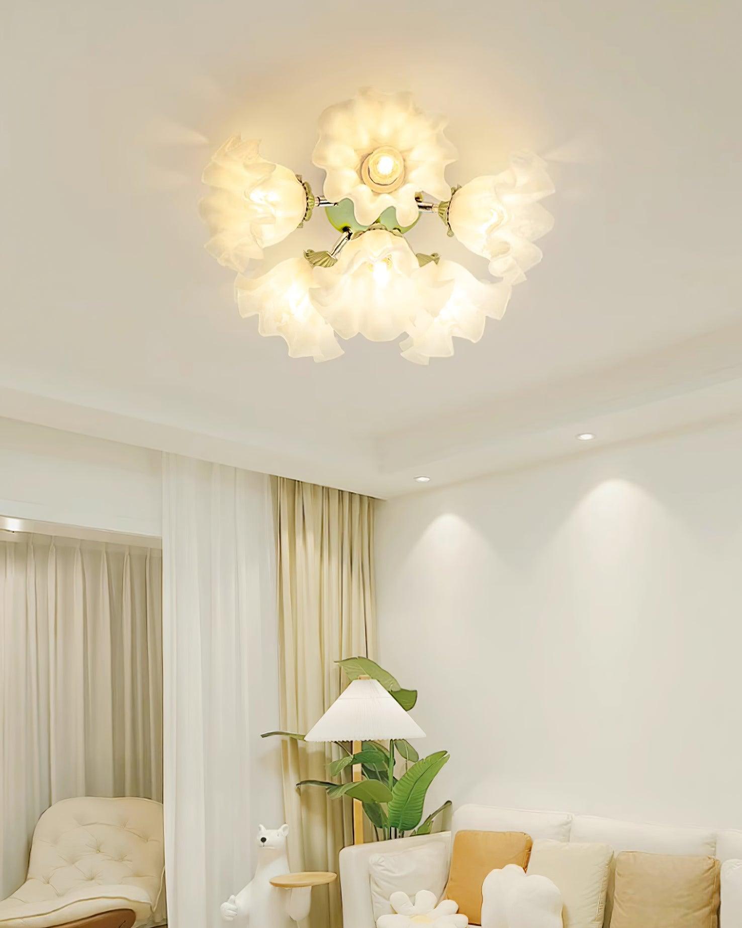 Plafonnier Pétale Nuances Ondulé Verre Floraison Élégant Floral - Neutralighting