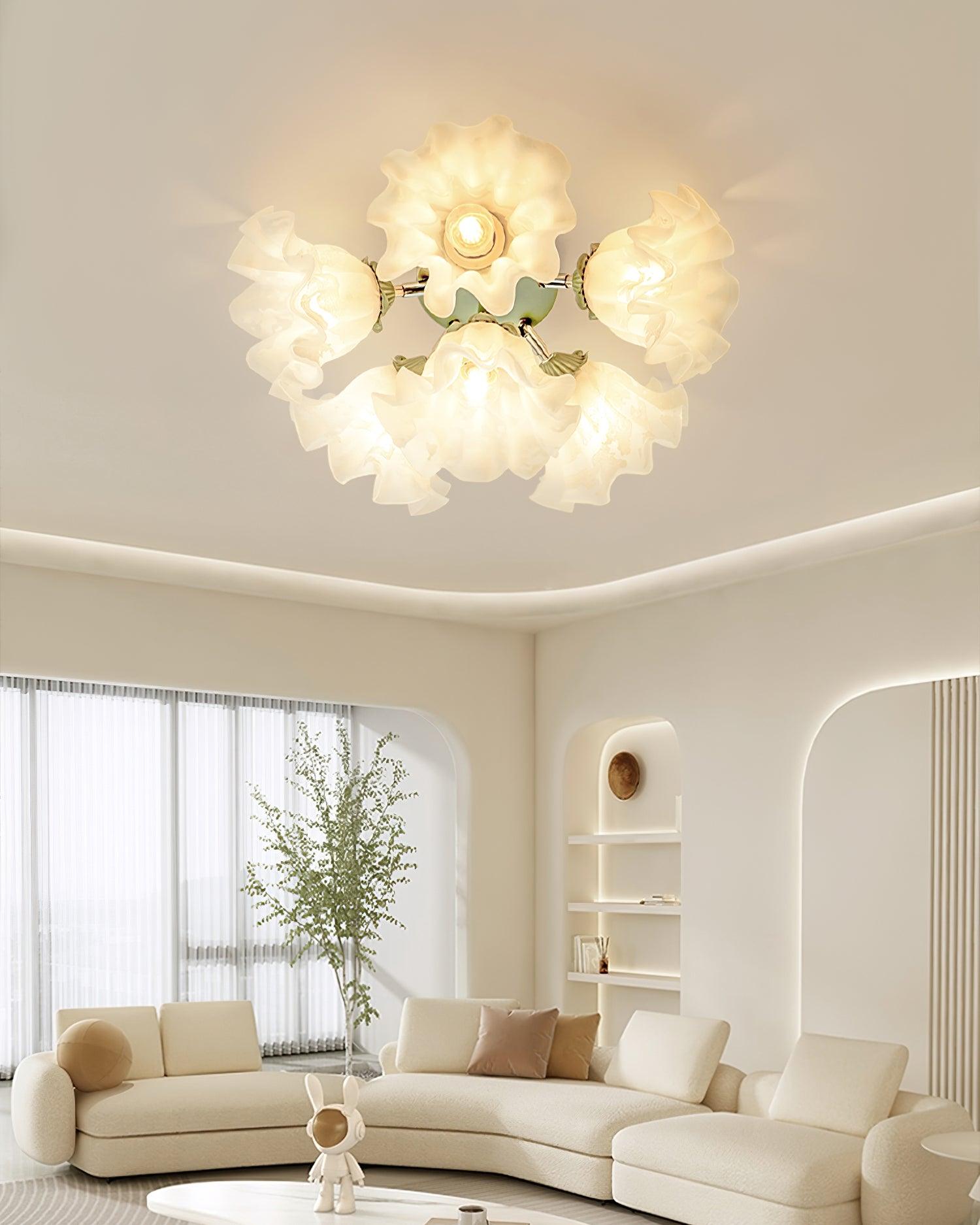 Plafonnier Pétale Nuances Ondulé Verre Floraison Élégant Floral - Neutralighting