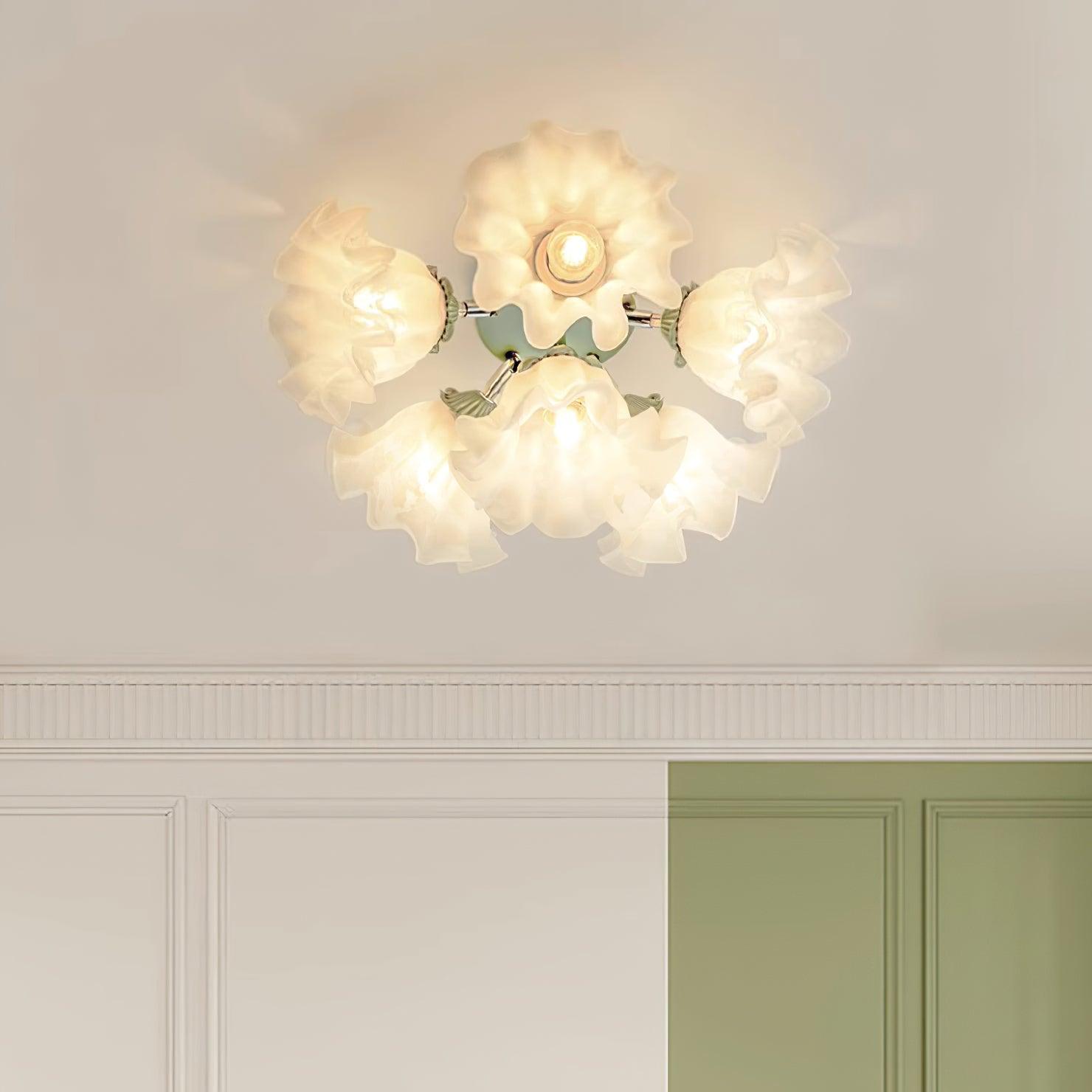 Plafonnier Pétale Nuances Ondulé Verre Floraison Élégant Floral - Neutralighting