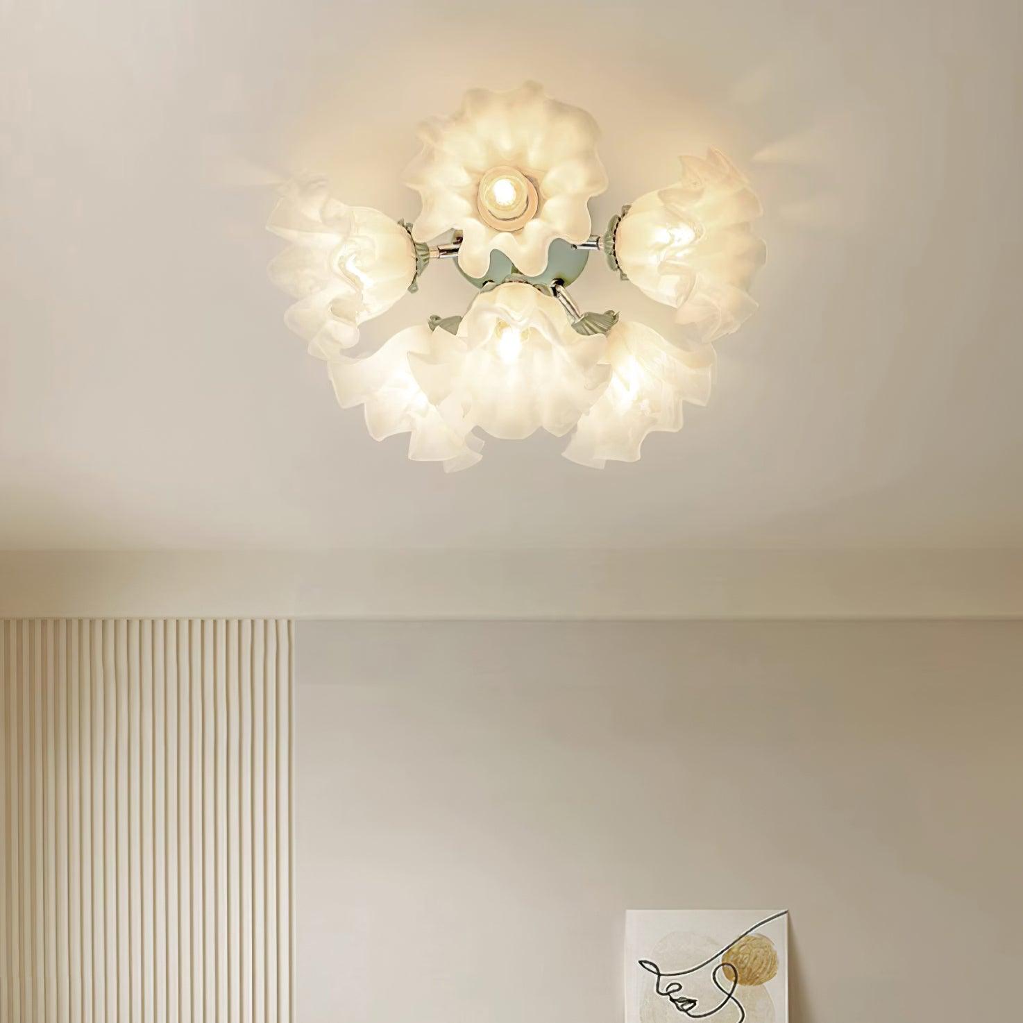 Plafonnier Pétale Nuances Ondulé Verre Floraison Élégant Floral - Neutralighting