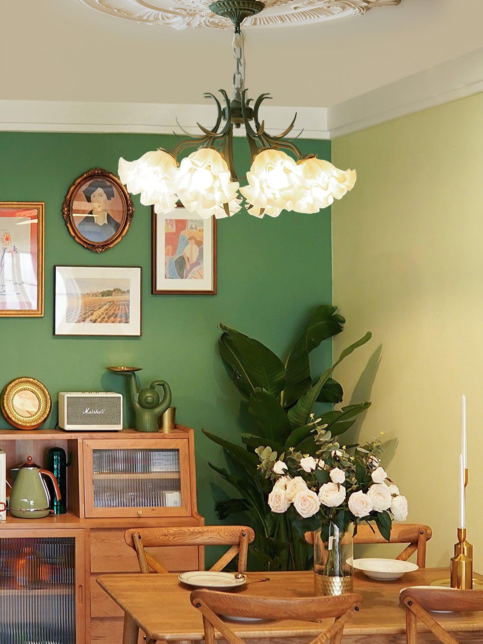 Lustra Chandelier Fleur avec Pétales et Feuilles - Neutralighting