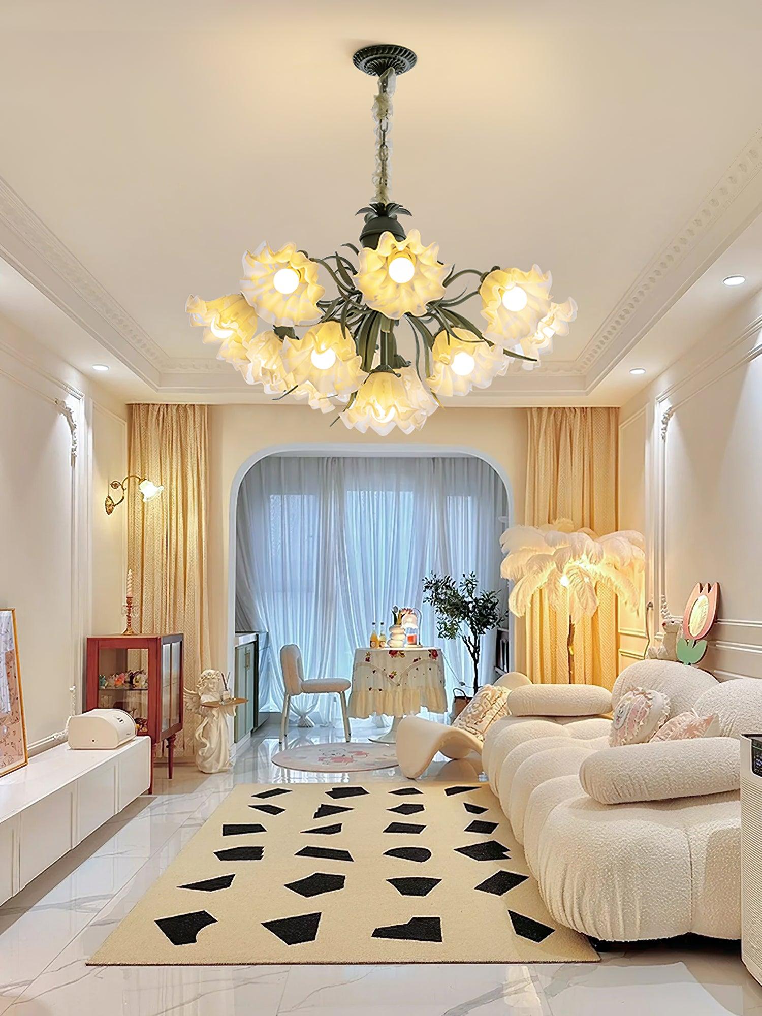 Lustra Chandelier Fleur avec Pétales et Feuilles - Neutralighting