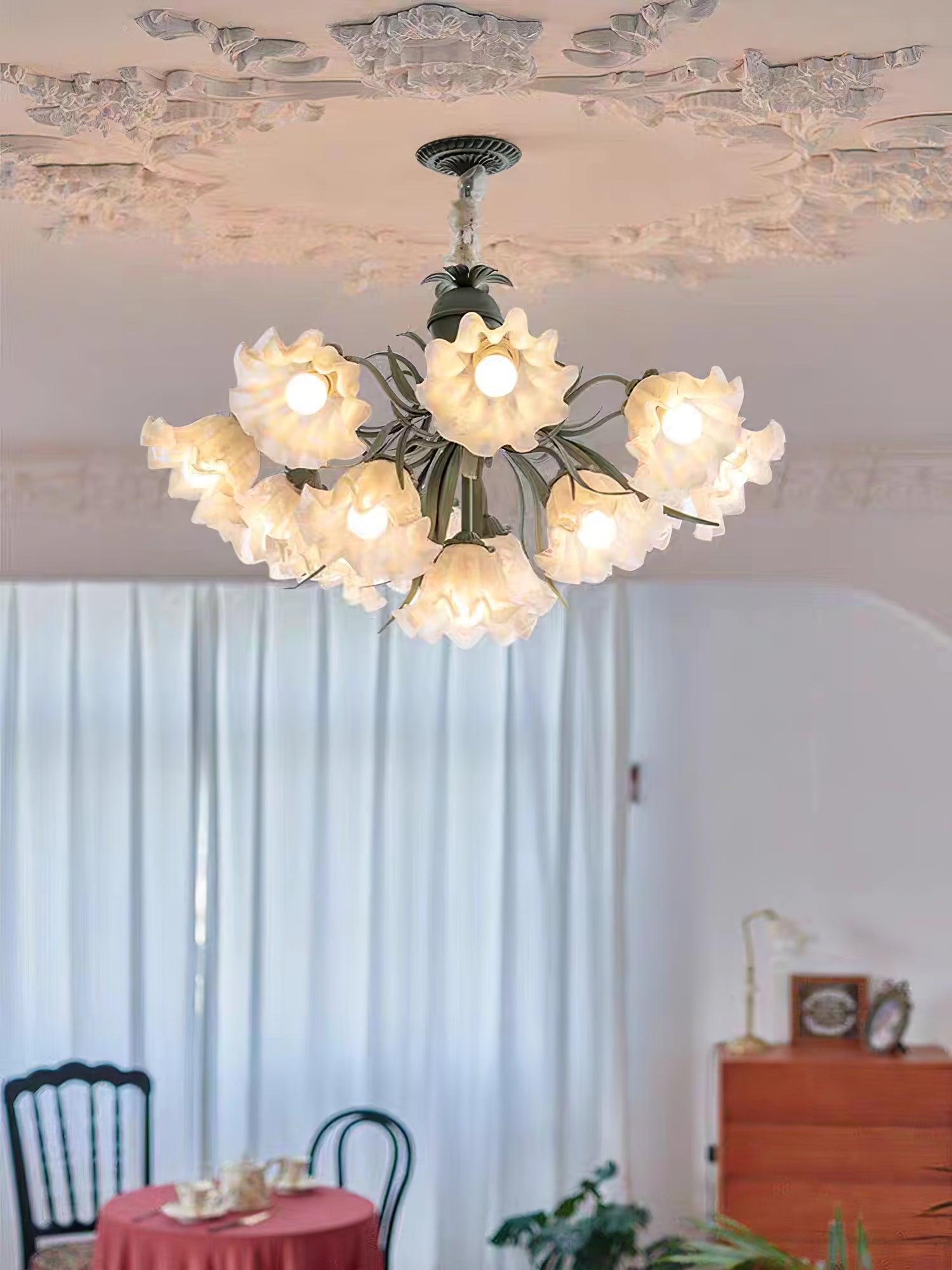 Lustra Chandelier Fleur avec Pétales et Feuilles - Neutralighting