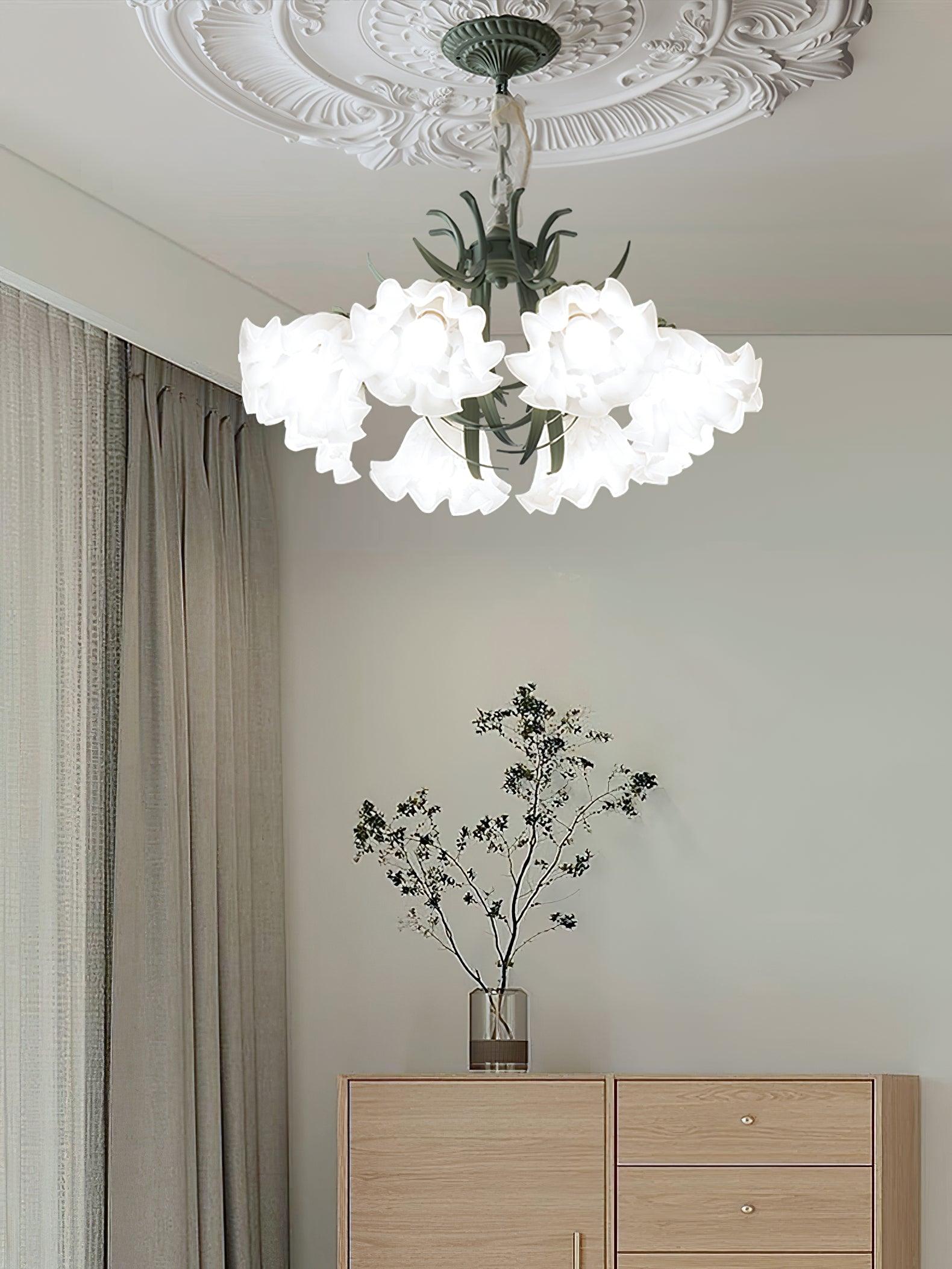 Lustra Chandelier Fleur avec Pétales et Feuilles - Neutralighting