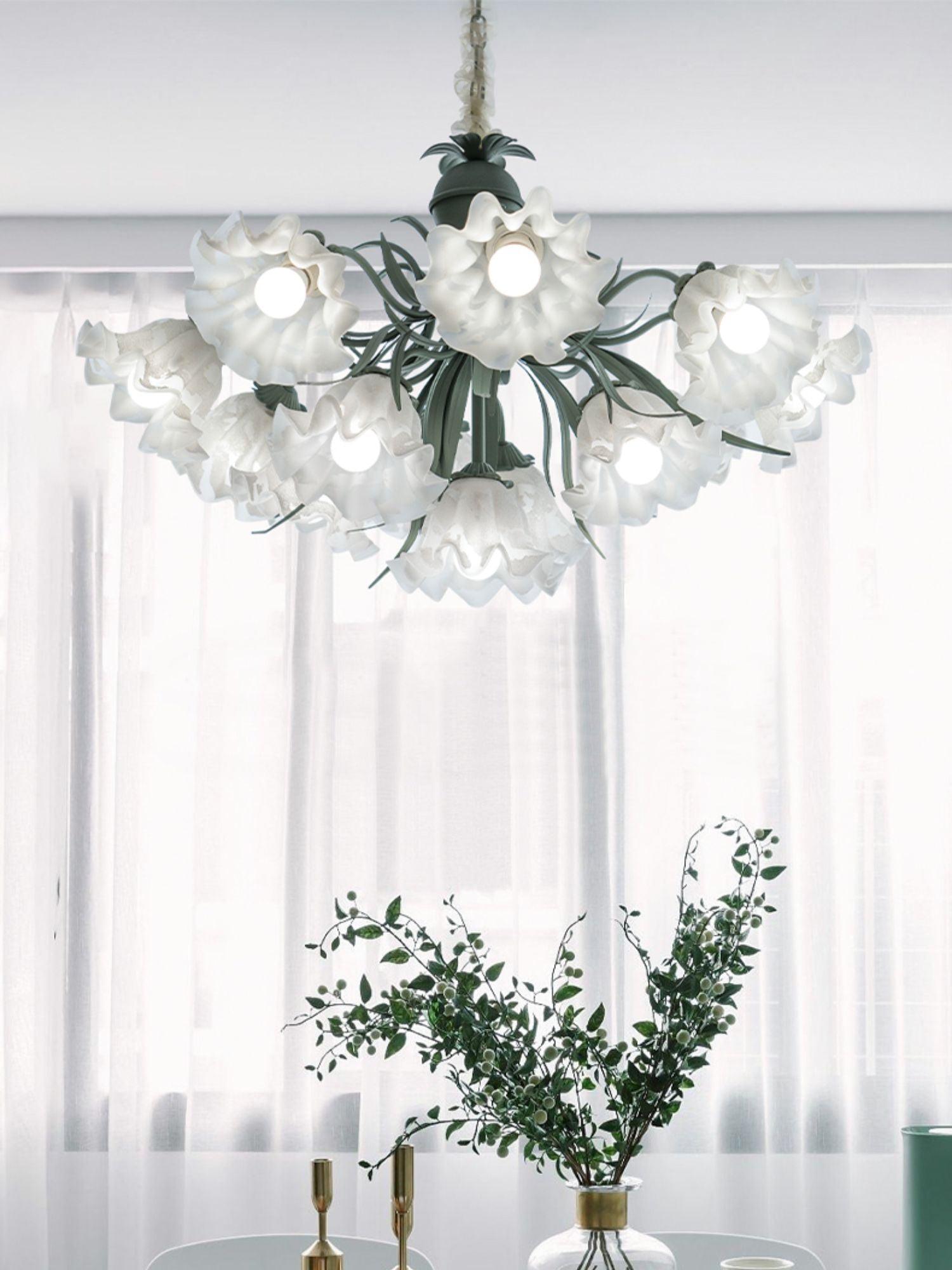 Lustra Chandelier Fleur avec Pétales et Feuilles - Neutralighting