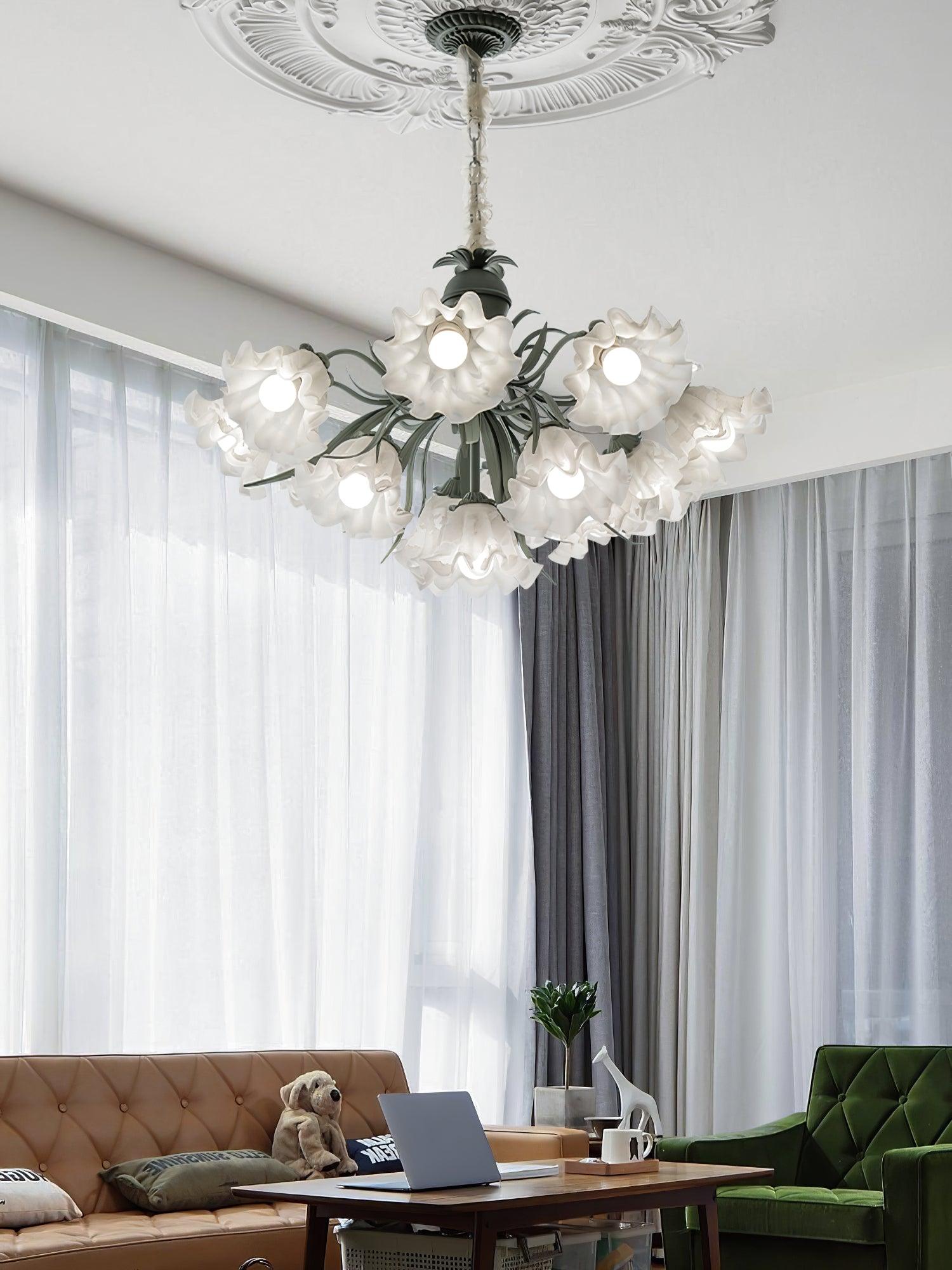 Lustra Chandelier Fleur avec Pétales et Feuilles - Neutralighting