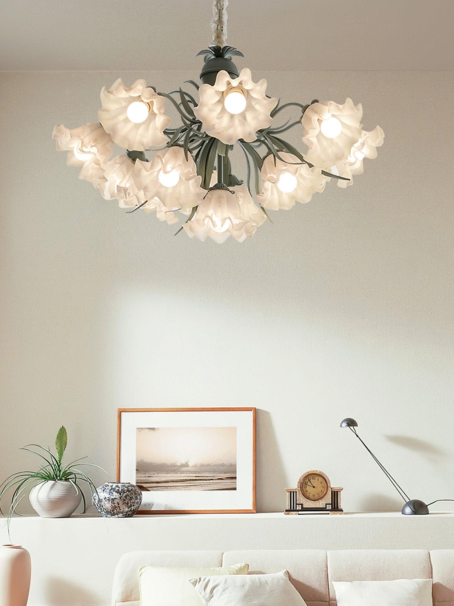 Lustra Chandelier Fleur avec Pétales et Feuilles - Neutralighting
