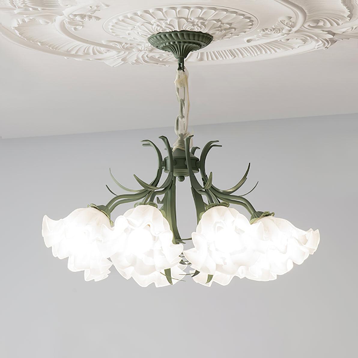 Lustra Chandelier Fleur avec Pétales et Feuilles - Neutralighting