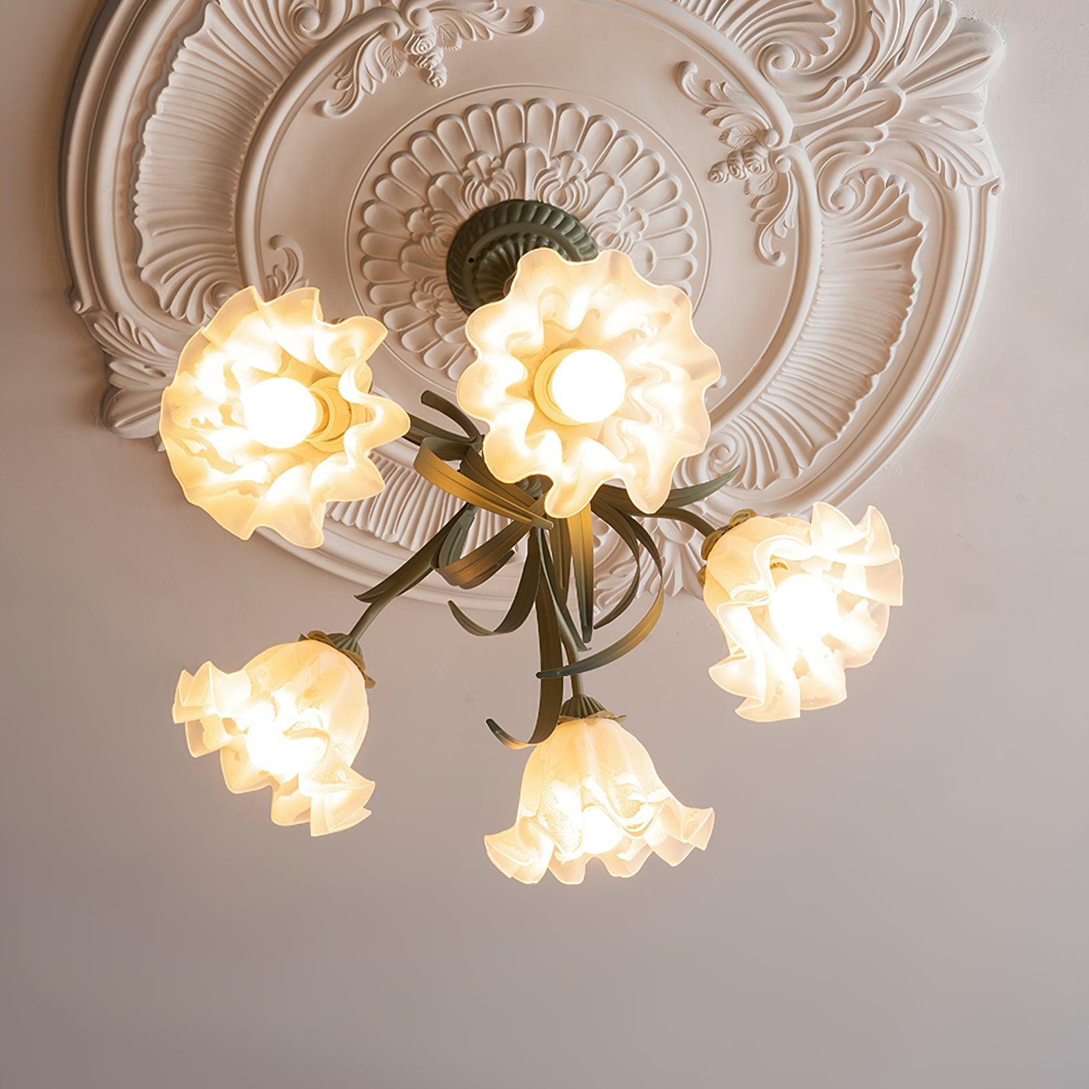 Lustra Chandelier Fleur avec Pétales et Feuilles - Neutralighting