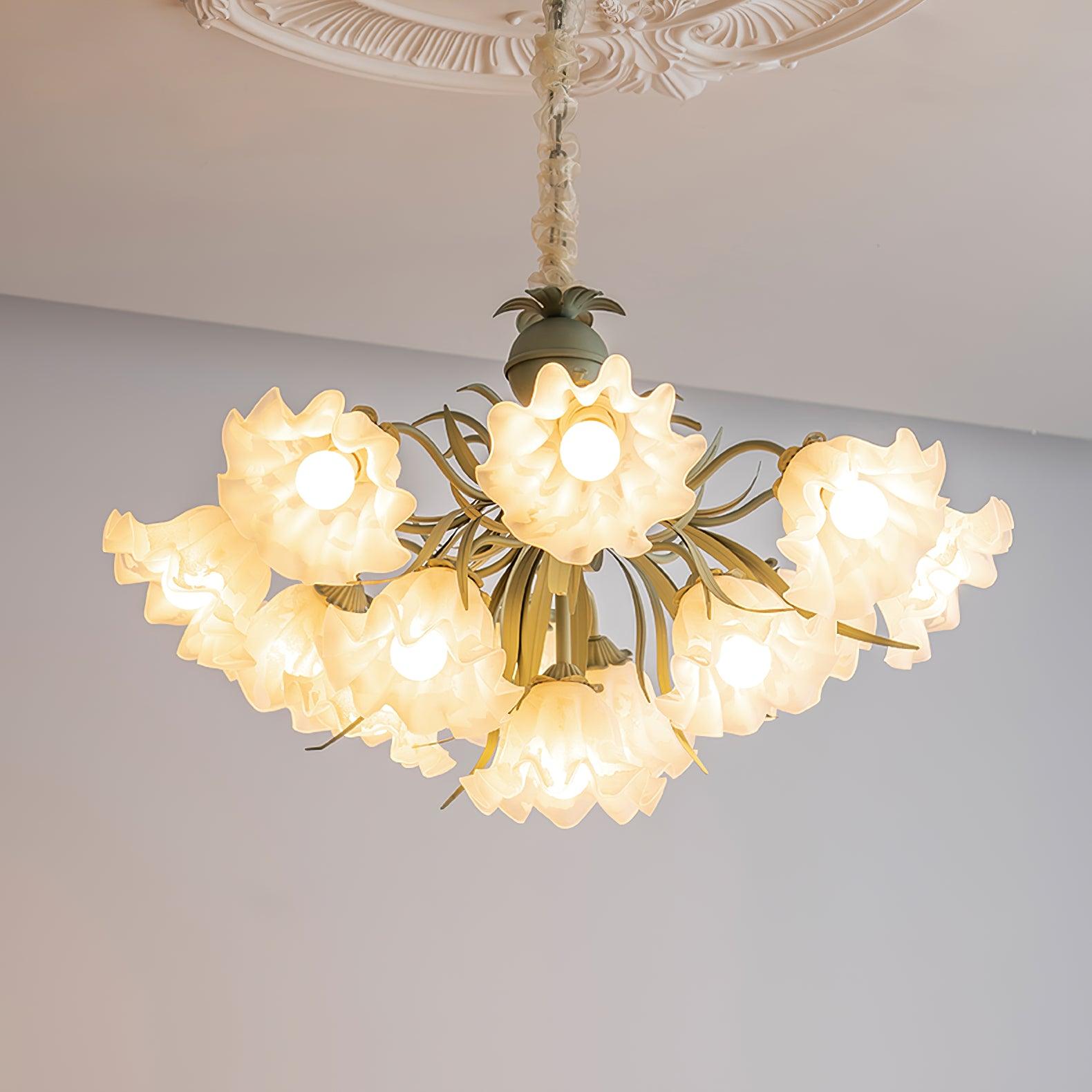 Lustra Chandelier Fleur avec Pétales et Feuilles - Neutralighting
