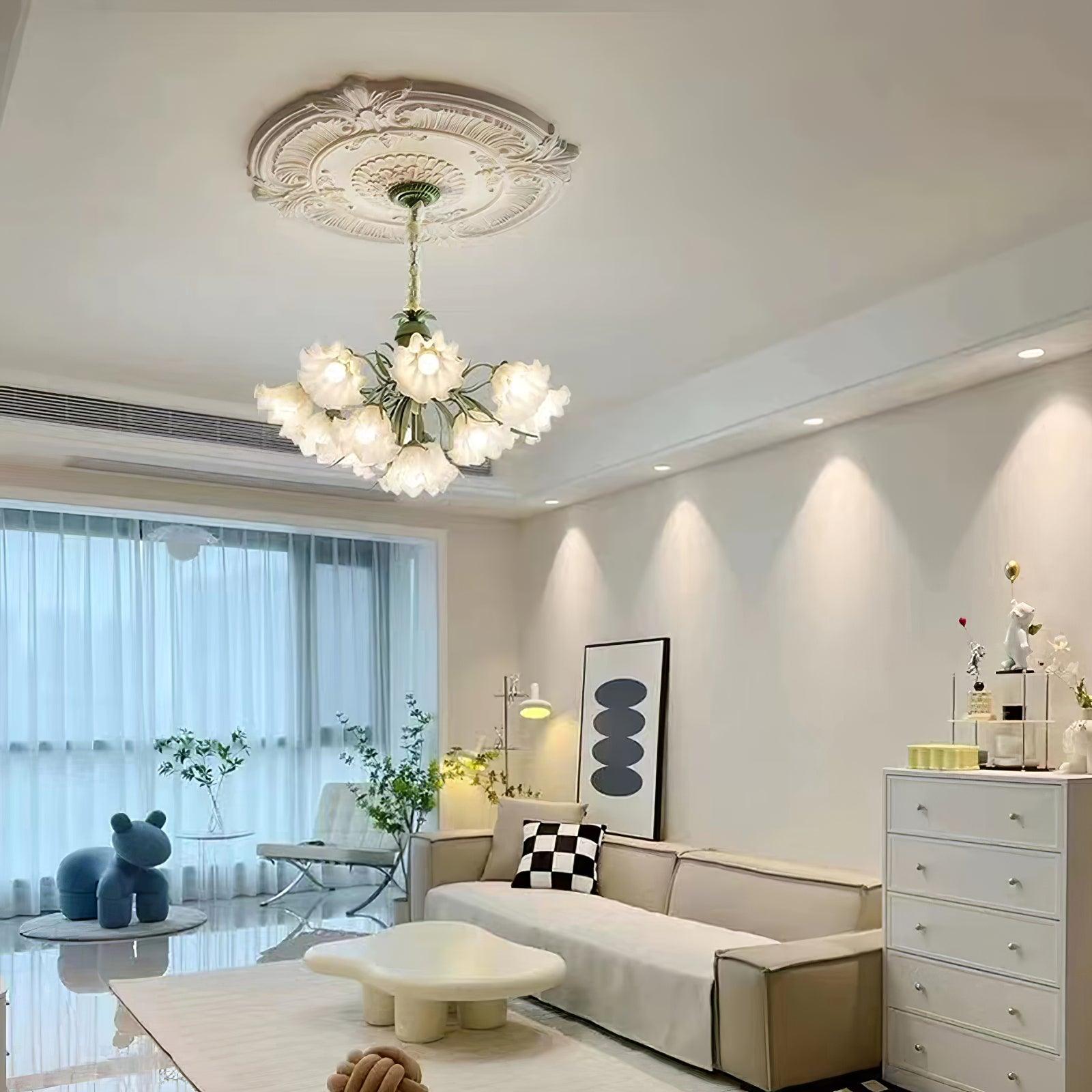 Lustra Chandelier Fleur avec Pétales et Feuilles - Neutralighting