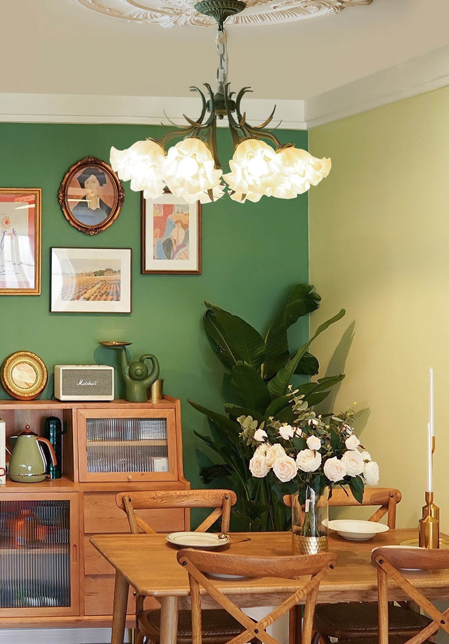 Lustra Chandelier Fleur avec Pétales et Feuilles - Neutralighting