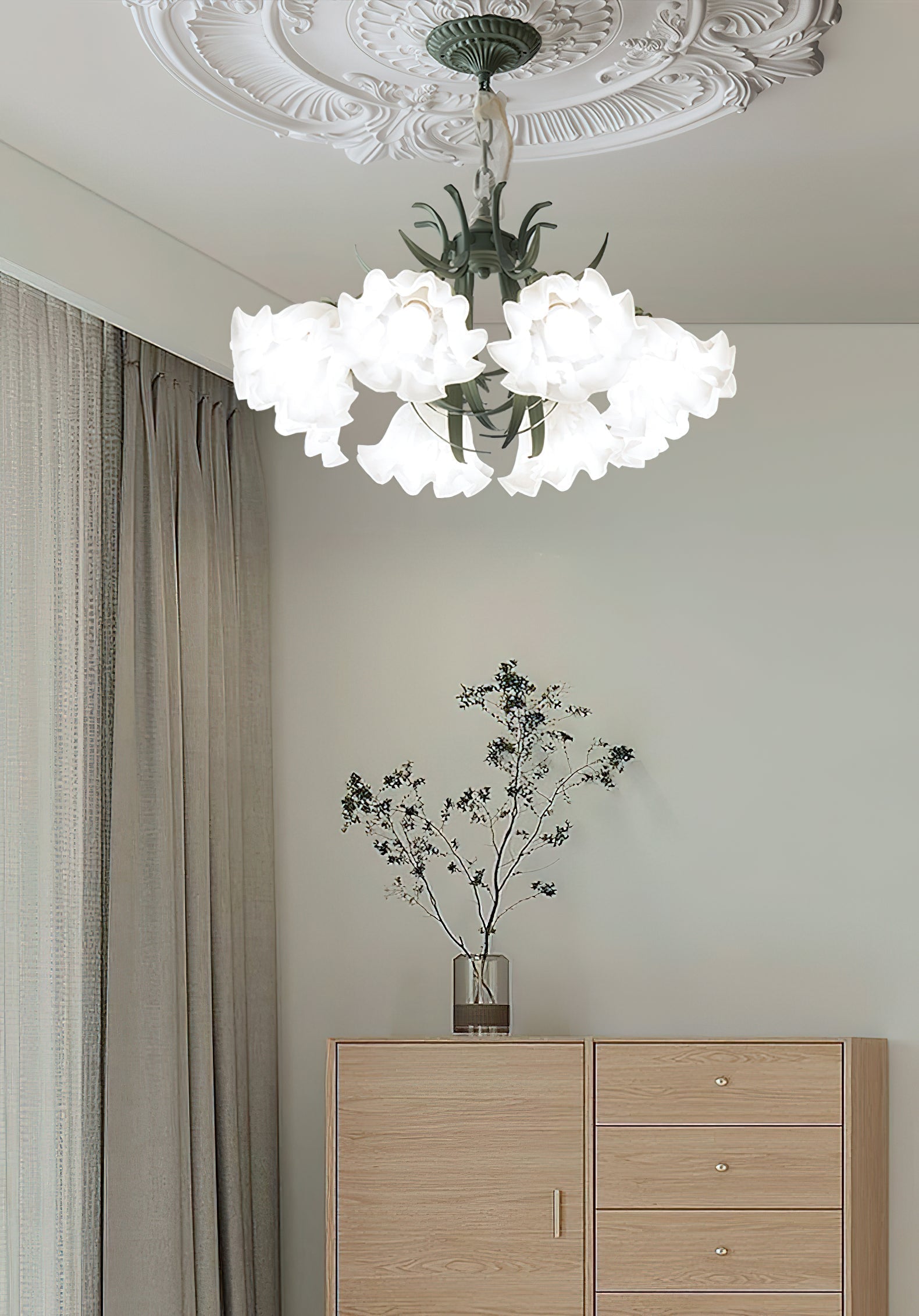 Lustra Chandelier Fleur avec Pétales et Feuilles - Neutralighting