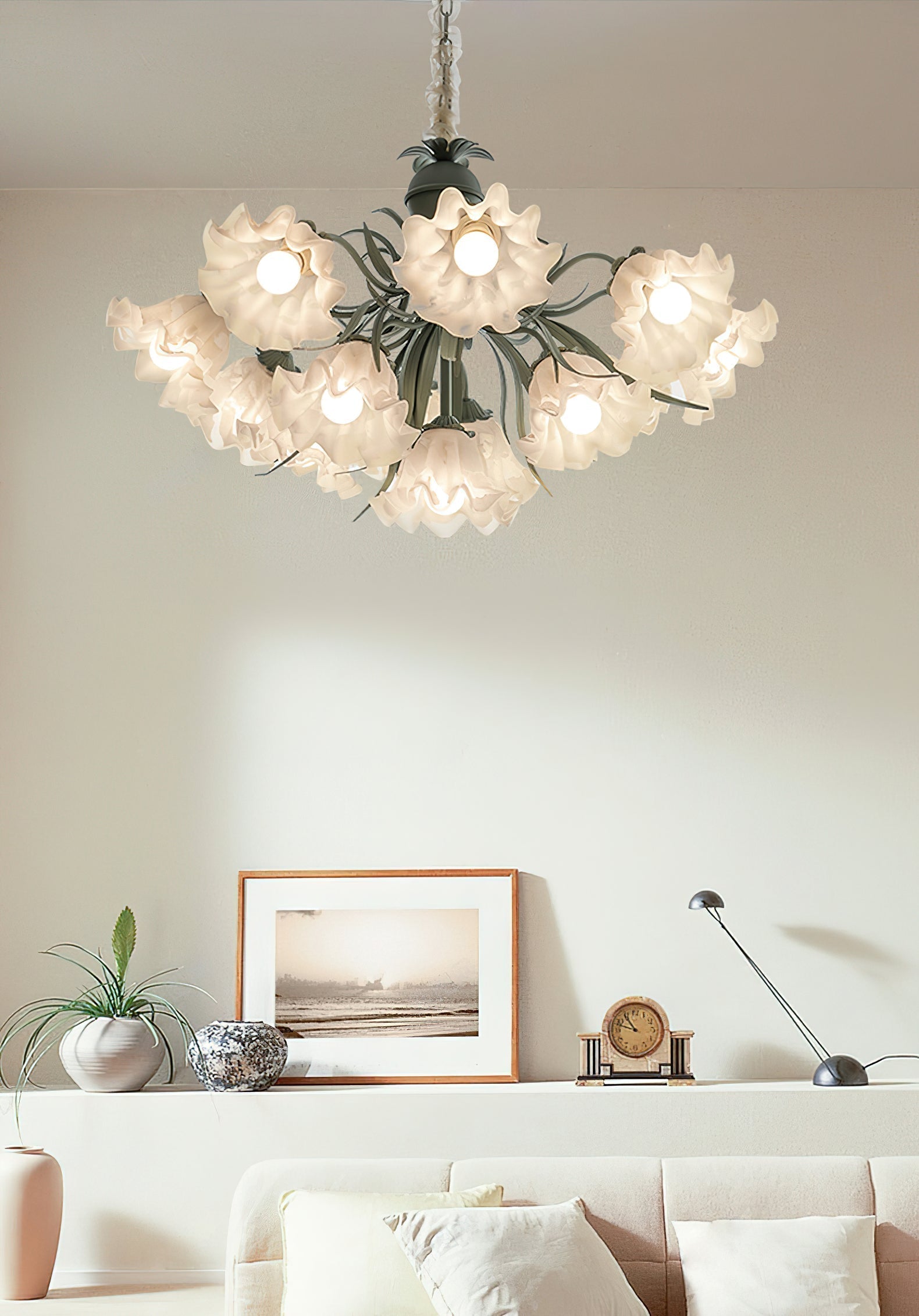 Lustra Chandelier Fleur avec Pétales et Feuilles - Neutralighting