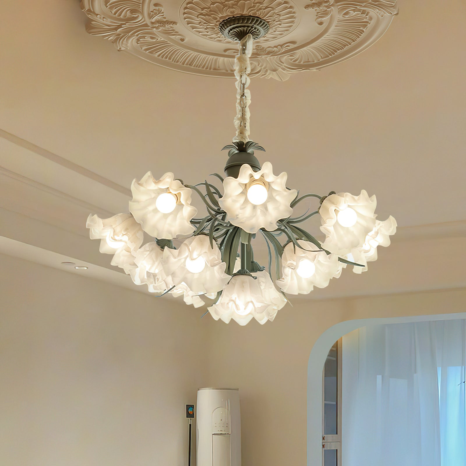 Lustra Chandelier Fleur avec Pétales et Feuilles - Neutralighting