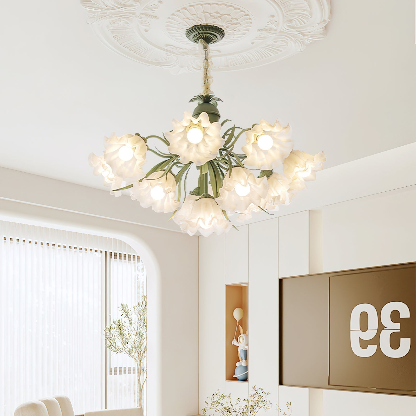 Lustra Chandelier Fleur avec Pétales et Feuilles - Neutralighting