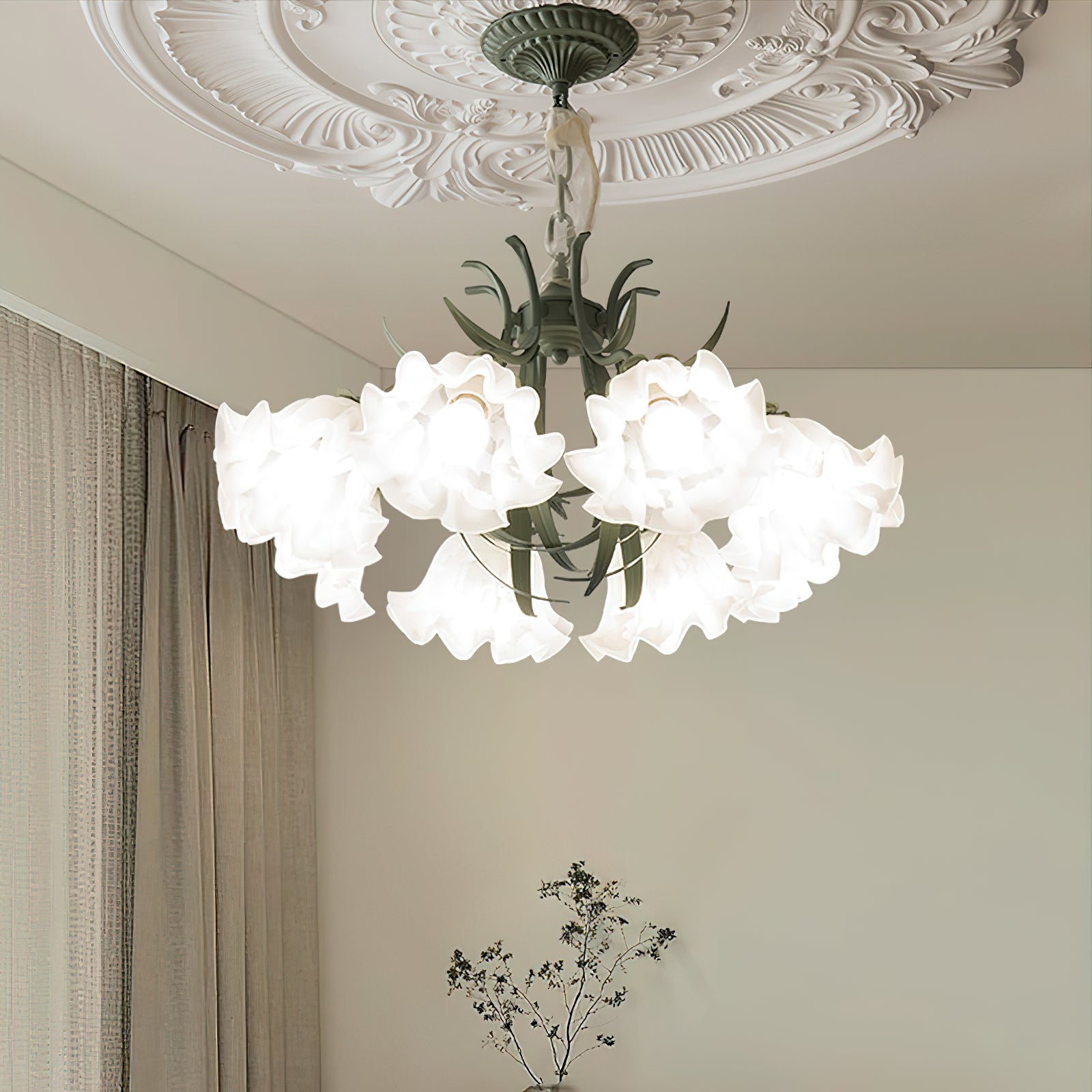 Lustra Chandelier Fleur avec Pétales et Feuilles - Neutralighting