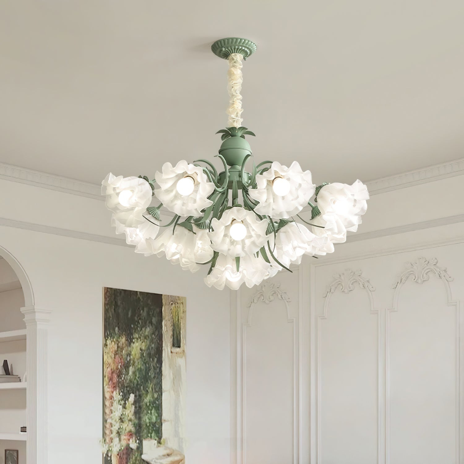 Lustra Chandelier Fleur avec Pétales et Feuilles - Neutralighting