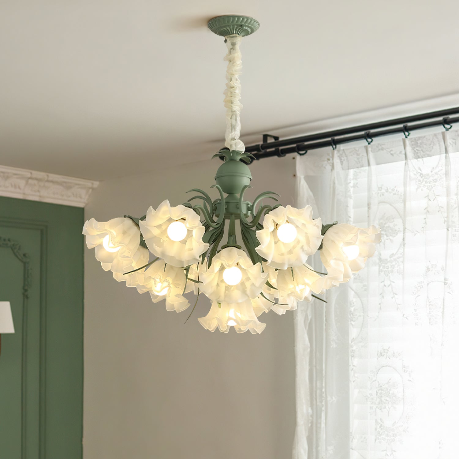 Lustra Chandelier Fleur avec Pétales et Feuilles - Neutralighting