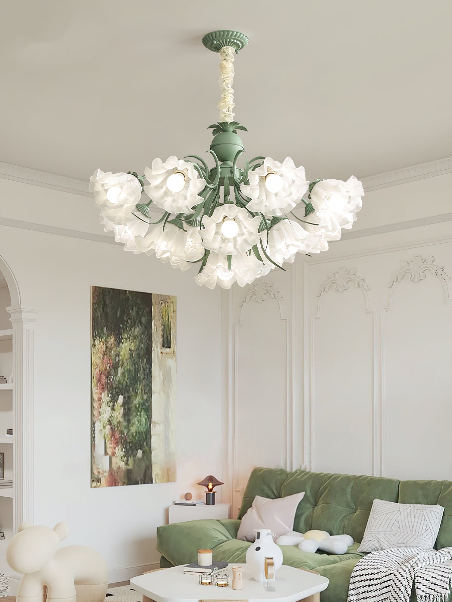 Lustra Chandelier Fleur avec Pétales et Feuilles - Neutralighting