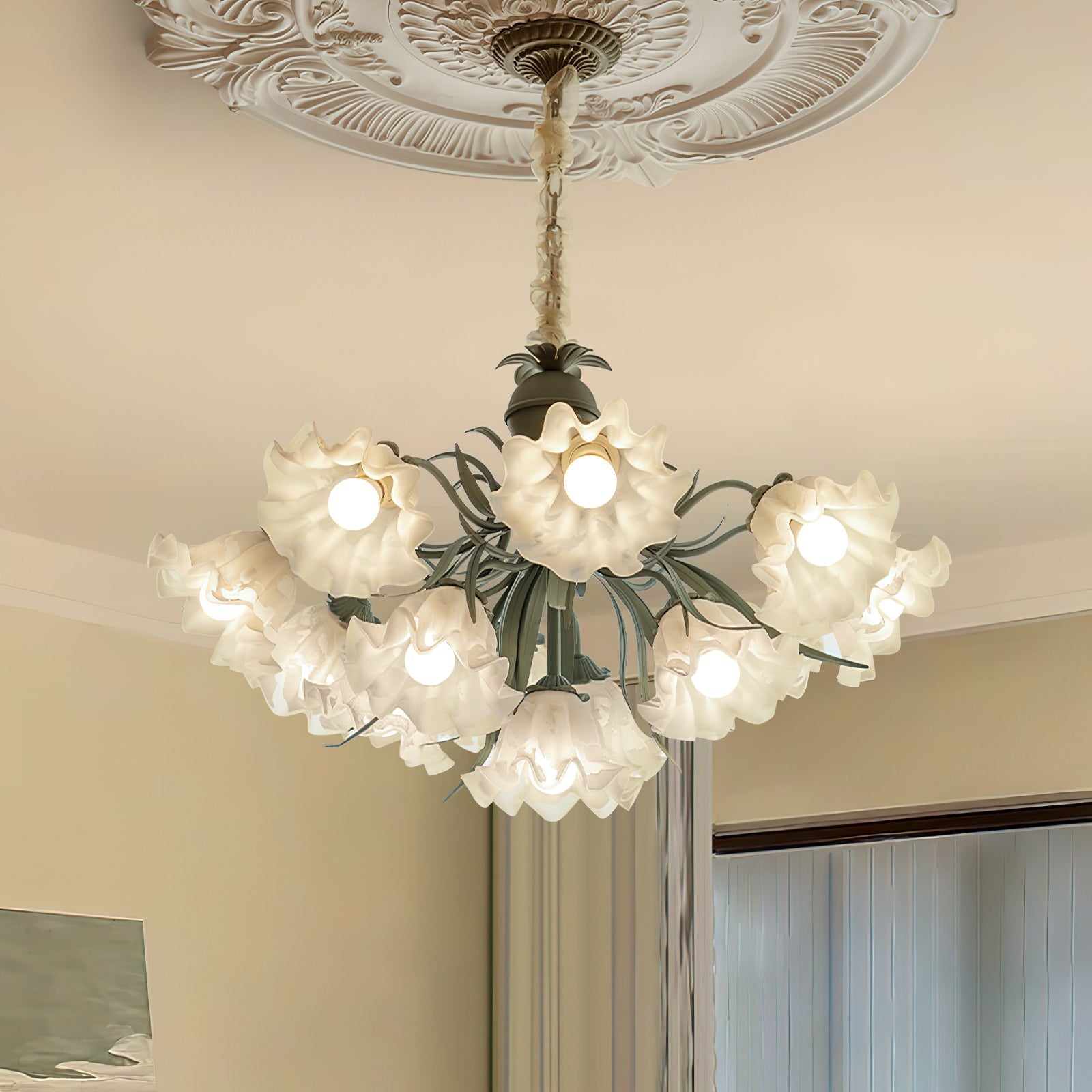 Lustra Chandelier Fleur avec Pétales et Feuilles - Neutralighting