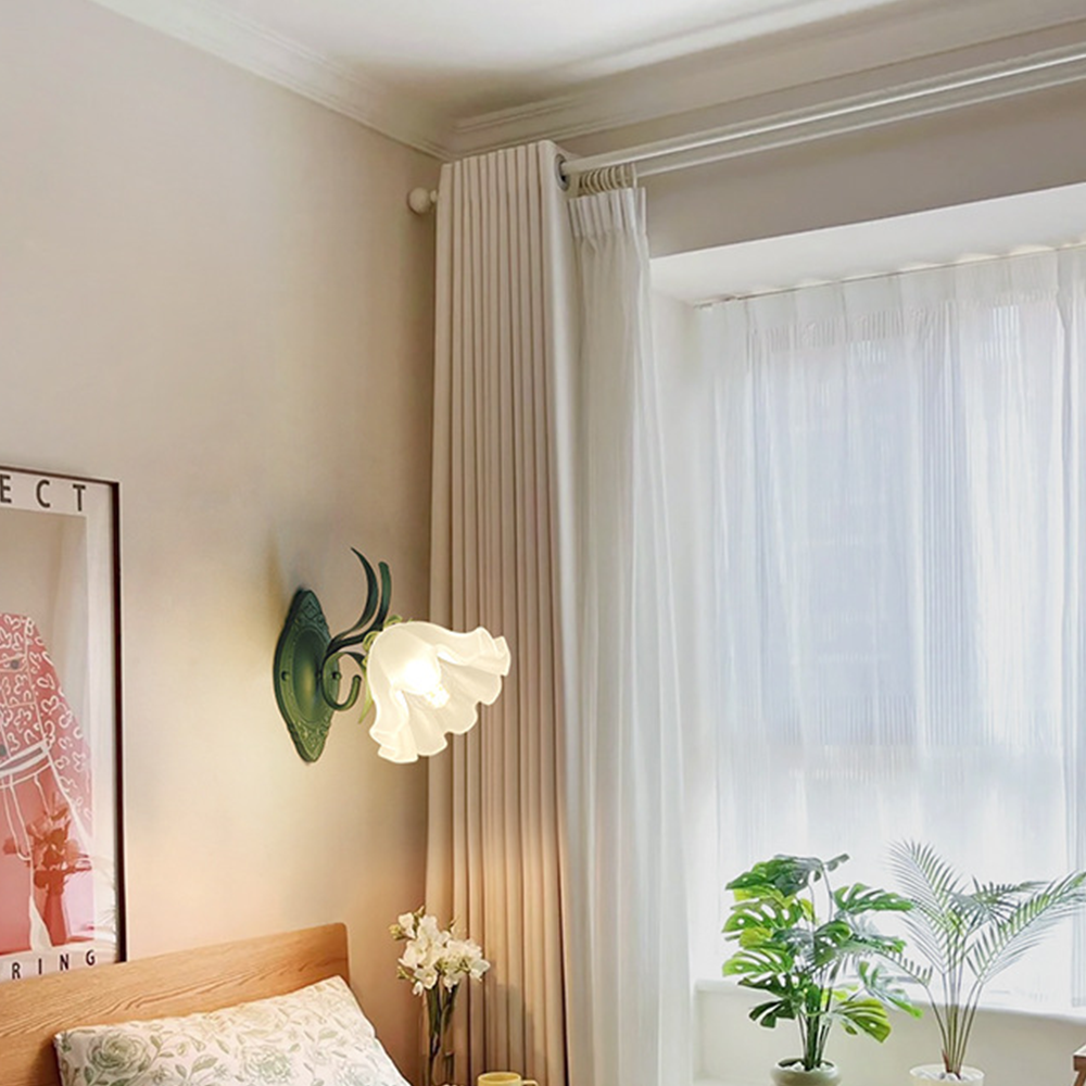 Arisha Fleur Métal Verre Intérieur Applique Murale Chambre à Coucher Salon
