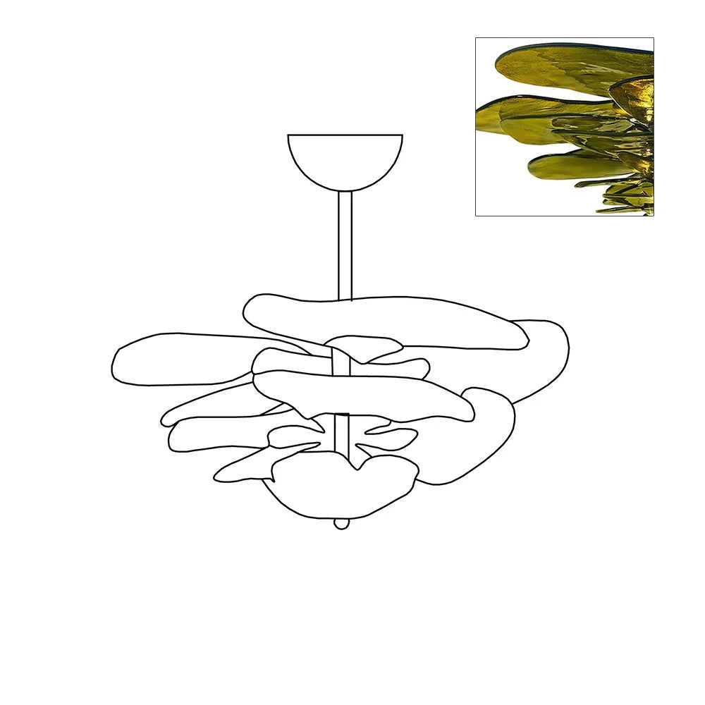 Lotus Lustre Contemporain en Verre à Feuilles Superposées - Neutralighting