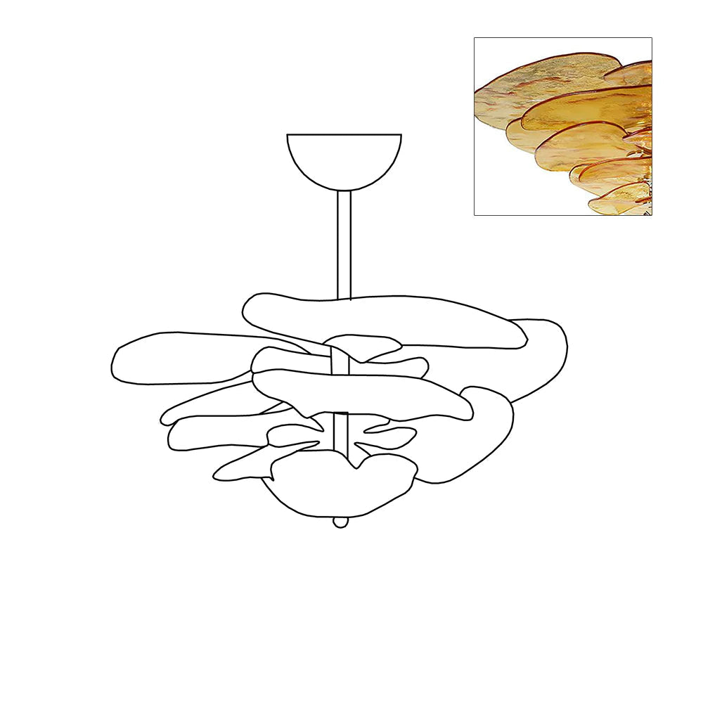 Lotus Lustre Contemporain en Verre à Feuilles Superposées - Neutralighting