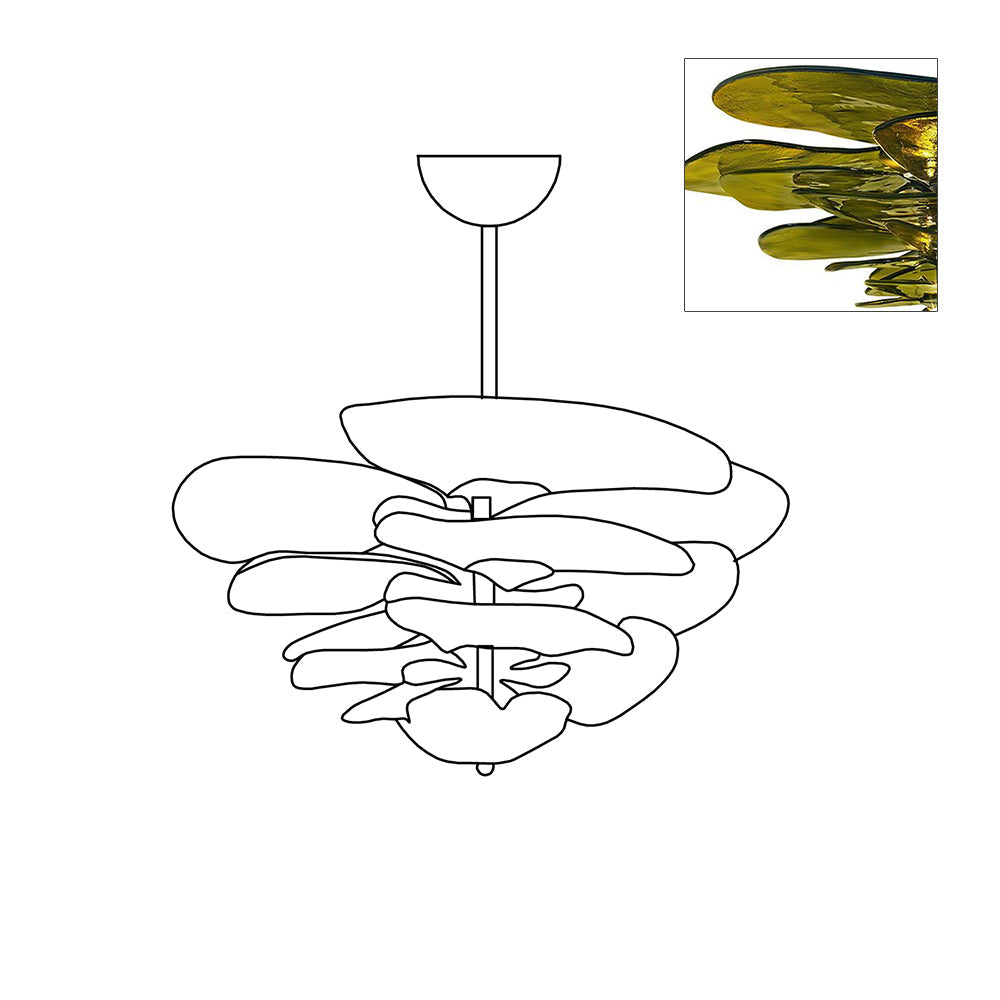 Lotus Lustre Contemporain en Verre à Feuilles Superposées - Neutralighting