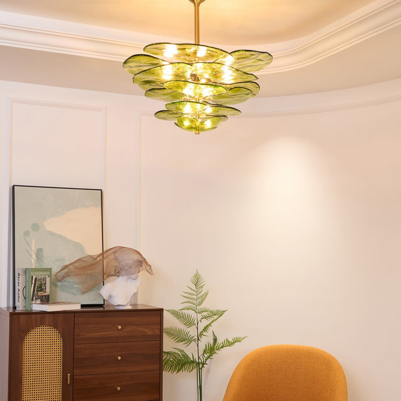 Lotus Lustre Contemporain en Verre à Feuilles Superposées - Neutralighting