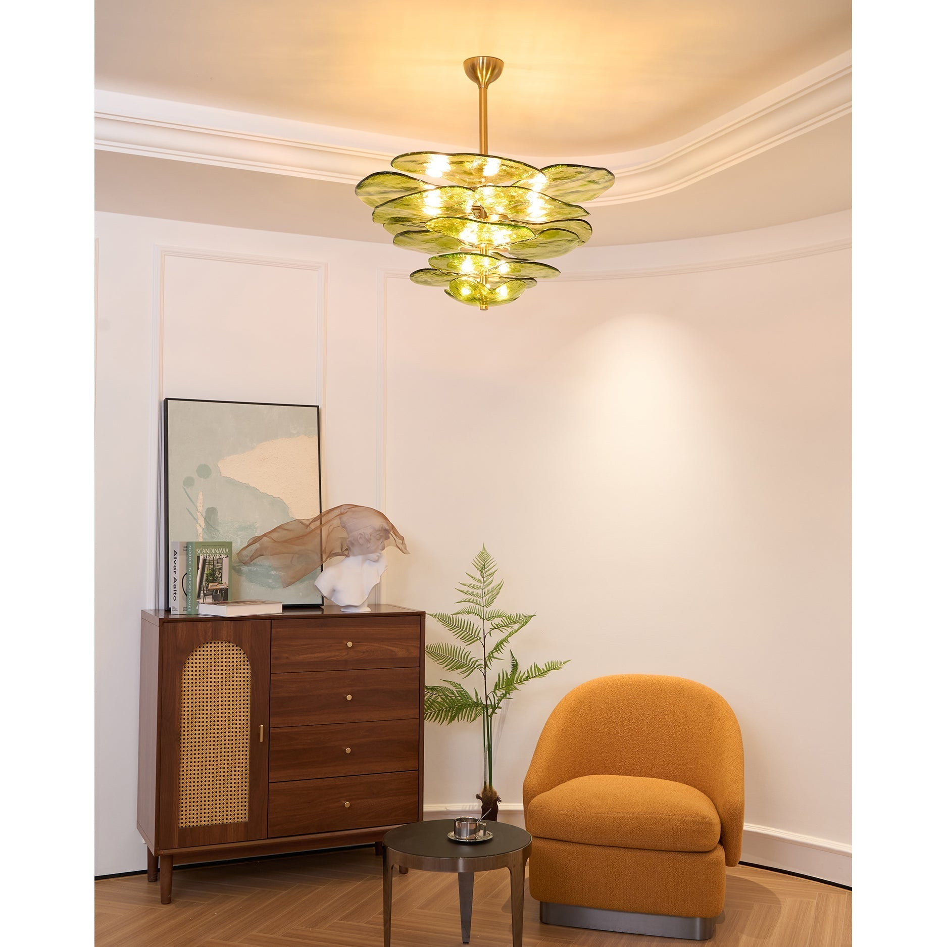 Evvinora Lustre en Métal et Verre à Couches de Feuilles Créativité Individuelle - Neutralighting