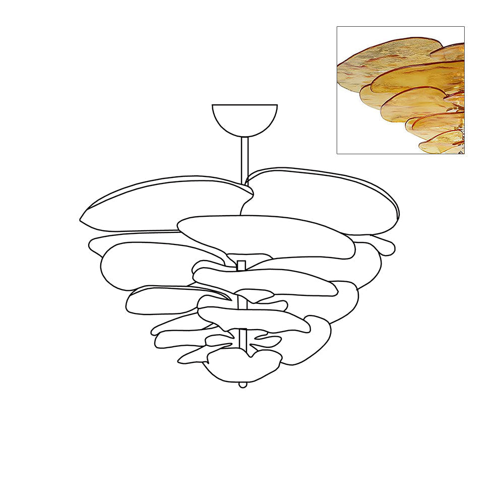 Lotus Lustre Contemporain en Verre à Feuilles Superposées - Neutralighting
