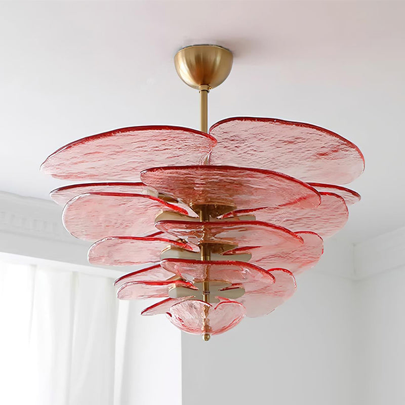 Lotus Lustre Contemporain en Verre à Feuilles Superposées - Neutralighting