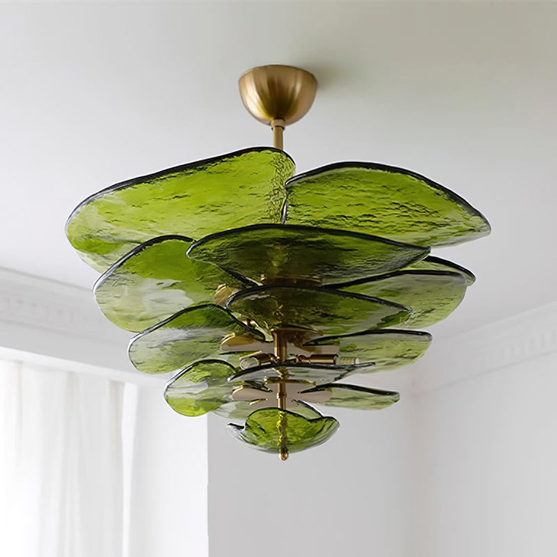 Lotus Lustre Contemporain en Verre à Feuilles Superposées - Neutralighting