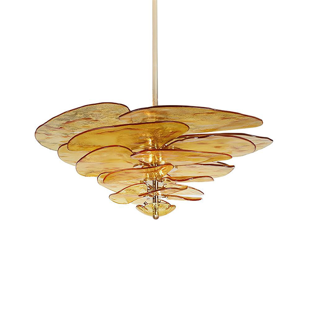 Lotus Lustre Contemporain en Verre à Feuilles Superposées - Neutralighting
