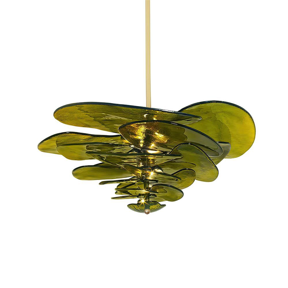 Lotus Lustre Contemporain en Verre à Feuilles Superposées - Neutralighting