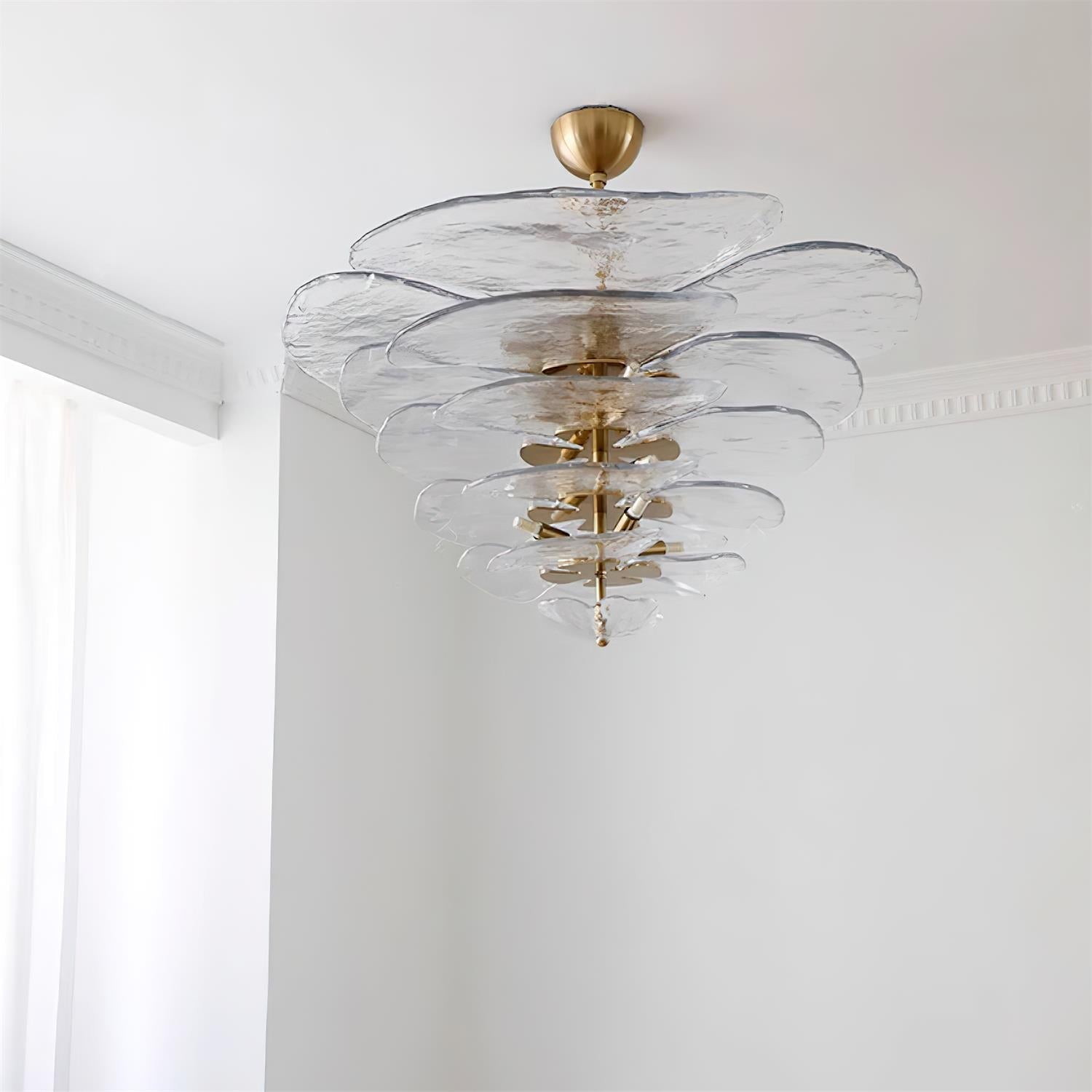 Lotus Lustre Contemporain en Verre à Feuilles Superposées - Neutralighting